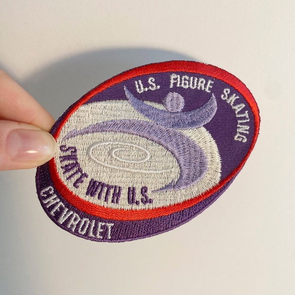 US Figure Skating Skate with US Chevrolet Embroidered Patch - Picture 1 of 3